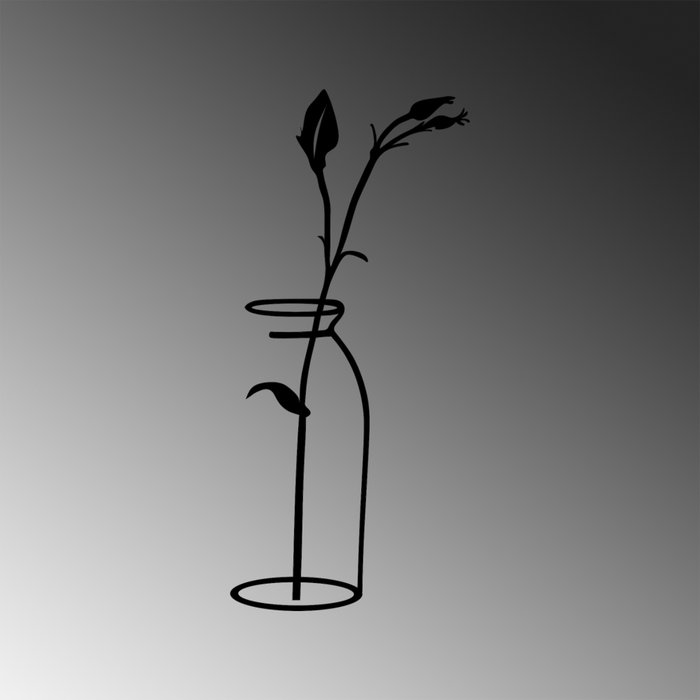 Wallity Flower In The Vase Escultura de pared de metal negra